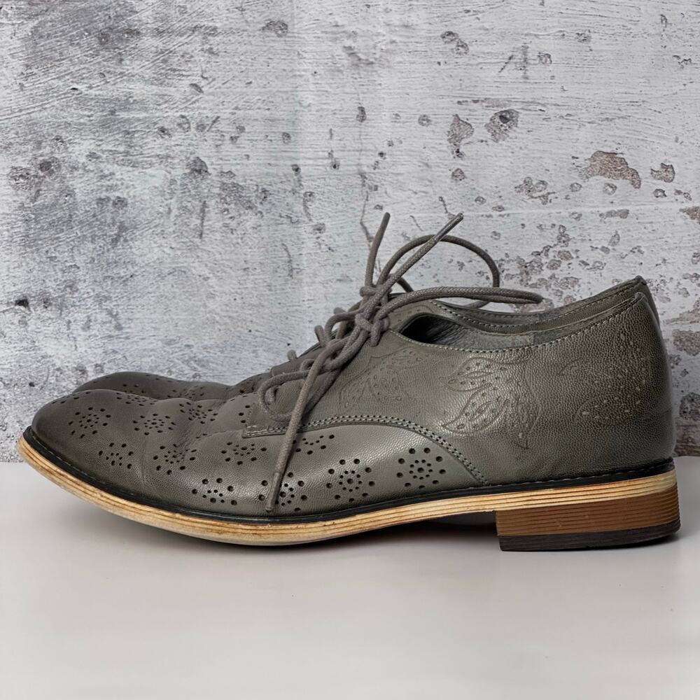 MONA FLYING Leather Oxford Brogue - Gray